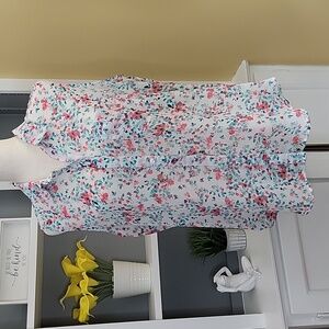 Liz Claiborne Sleeveless Blouse Sheer Pocket Button Front